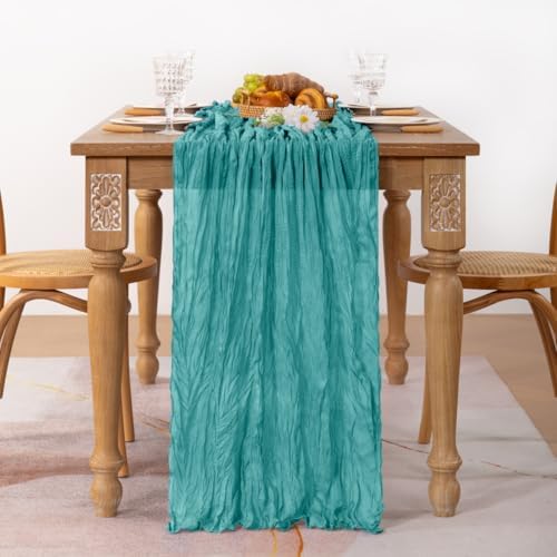 Teal Blue Table Runner Fall Cheesecloth Table Runner Dinning Decor, 6 Pack - Image 3