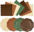 96Pcs Woodland Plates and Napkins Party Supplies,9 Inch Sage Green Brown Neutral Disposable Plates,6.5" Scalloped Napkins,Animals Safari Baby Shower Party Decorations for Birthday,Serves 48 by CENLBJ
