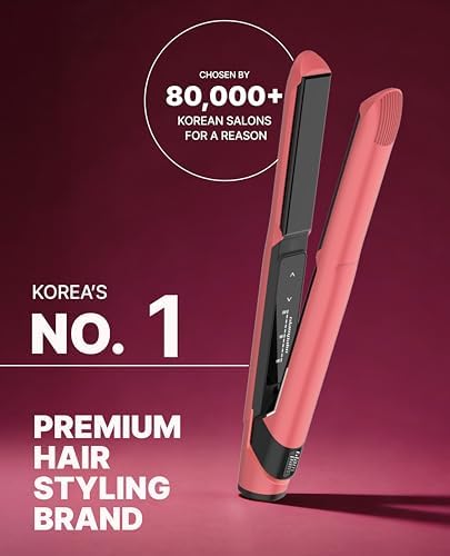 GLAMPALM GlamMuse 1" | All-Ceramic Flat Iron Infused with Vita-C, Salon Results with Less Heat Damage, Trusted by K-Pop Hair Stylists, Dual Voltage Hair Straightener, Silk Press | GP201T - Image 2