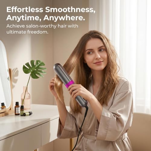 Go Brush Pro 2026 Upgraded Cordless Hair Straightener Brush, Ionic Anti-Frizz, MCH Fast Heating, Anti-Scald, 3 Heat Levels, 4000mAh Type-C Fast Charging, Portable Travel Styling Tool for Women - Image 4