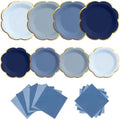 60 PCS Dusty Blue Paper Plates and Napkins Party Supplies for 20 Guests by OuMuaMua