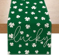 ONFAON St Patricks Day Table Runner 13 x 72 Inch,Green Lucky Shamrock Seasonal Spring Holiday Table Decorations Home Party Kitchen Dining Table Decor by ONFAON