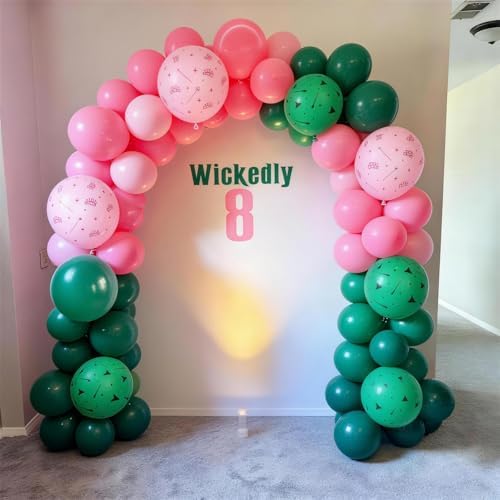 Jobkoo Pink and Green Balloons 12 Inch Dark Green Light Pale Pink Printed Birthday Latex Balloons for Girls Wizard Decor Baby Shower Bachelorette Party Decorations Supplies - Image 5