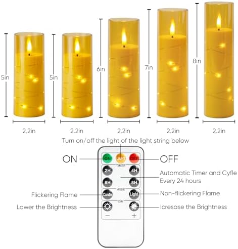 Homemory Flickering Flameless Candles with Remote, LED Fake Pillar Candles - Image 2