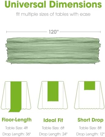 Pureegg 12 Pack Cheesecloth Table Runner 120 Inch Sage Green - Image 5