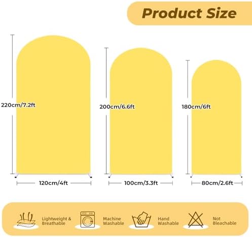 6 ft Arch Backdrop Cover Yellow - Double-Sided Spandex Arch Covers Stretchy Backdrop for Balloon Arches Birthday Party Baby Shower Banquet Wedding Photo Background - Image 2
