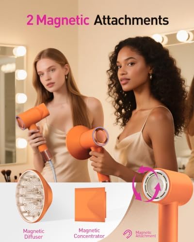 Zibtes High-Speed Hair Dryer with Diffuser, Ionic Blow Dryer (Orange) - Image 6