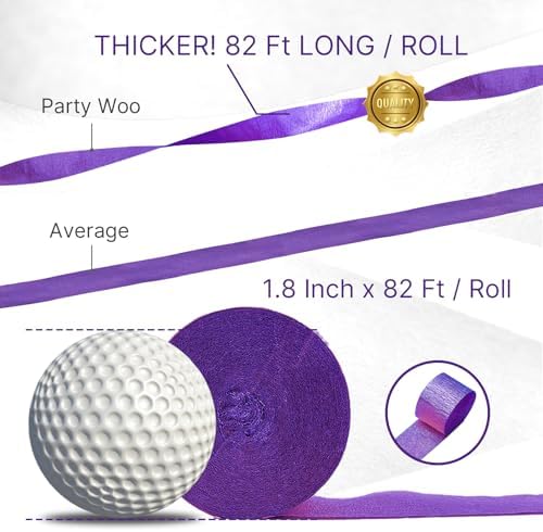 PartyWoo Purple Crepe Paper 4pcs 328 FT Dark Purple Streamers - Image 3