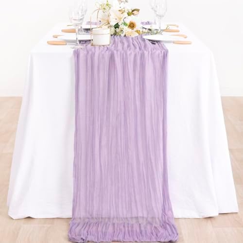 Lilac Purple Cheesecloth Table Runner Fall Boho Wedding Party Decor 10ft - Image 3