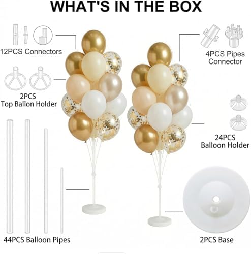 Gold Balloon Column Stand Kit with Base for Floor or Table - Image 3