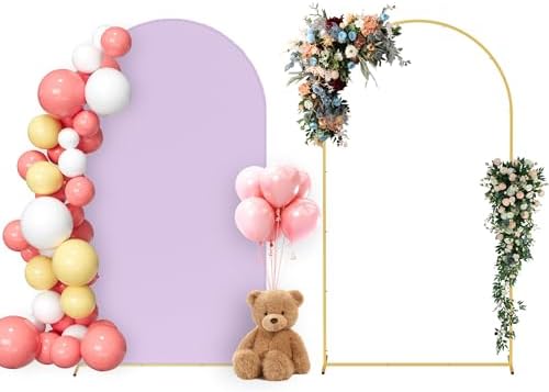 Neatsure Arch Backdrop Stand and Cover Set, 7.2FT Metal Photo Balloon Arch Backdrop Stand for Wedding Birthday Party Baby Shower Ceremony Graduation Decoration, Lilac by Neatsure