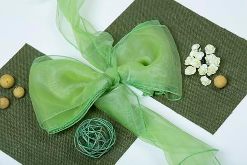 MDS Pack of 250 PCS Organza Chair Sashes Wider Dining Chair Bows Ribbon Tie Back for Wedding Party Birthday Bridal Shower Reception Event Banquet Home Chair Cover Decoration - Apple Green - Image 5