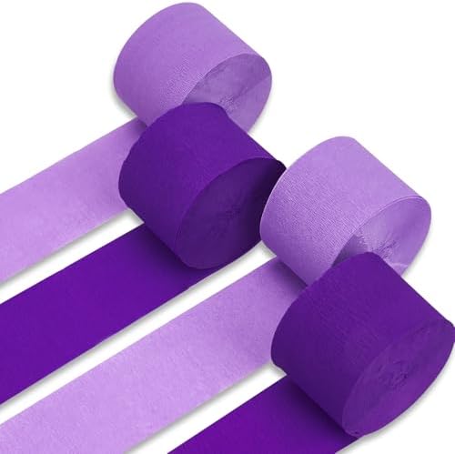 PartyWoo Purple Crepe Paper Streamers 4pcs 328 FT Purple Streamers by PartyWoo