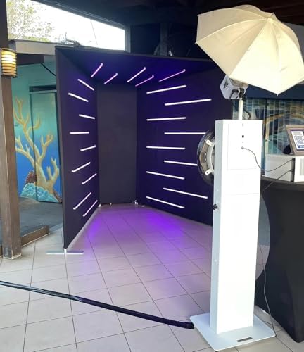 360 Photobooth Backdrop Photo Booth Enclosure Wall Backdrops Customized Logo Degree Video Selfie Rotating Background with 23 PCS LED Light Screen Stand for Rental Wedding Party - Image 6