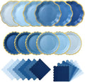 144 Pcs 48 Guests Blue Paper Plates and Napkins Party Supplies by Skybooly