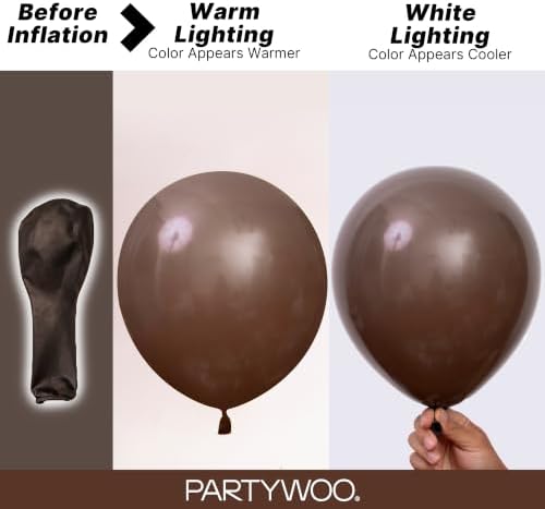 PartyWoo Dark Brown Balloons 50pcs Boho Coffee Neutral Fall Color 12 Inch - Image 3