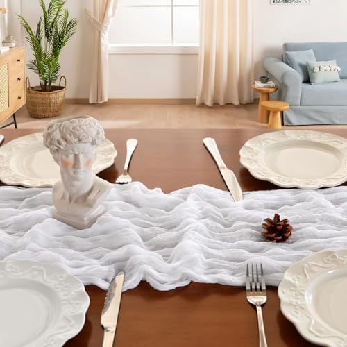 6 Pack 10Ft White Cheesecloth Table Runner 23 x 120 Inch - Image 4