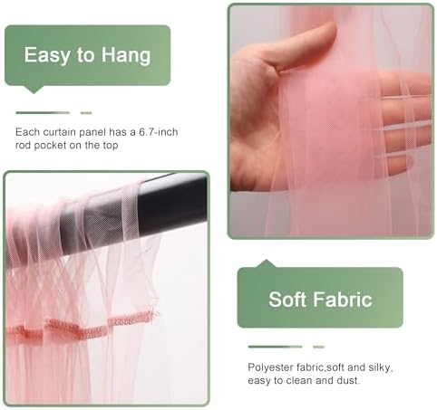 Tulle Backdrop Curtain with Lights 10x8FT Peach Sheer Curtains - Image 4