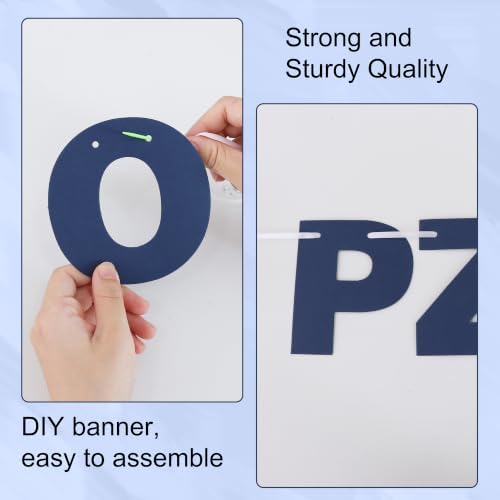 BEISHIDA 116 PCS A-Z DIY Letter Banner Kit Make Your Own Banner Including 111 Letters and Numbers 3 Rope and 2 Threading Device,Customized for Birthday Graduation Wedding Decor Matte Navy Blue - Image 3