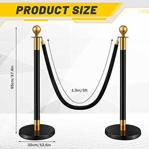 Ferraycle 8 Pcs 2026 Wedding Stanchions and Velvet Ropes Set, Black - Image 2