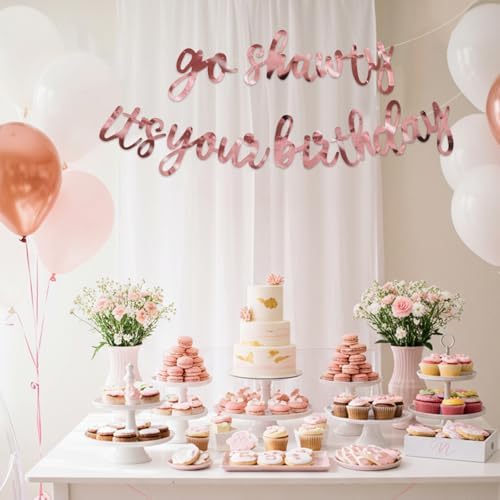 BEISHIDA Double-sided Rose Gold Go Shawty It's Your Birthday Banner Decor - Image 6