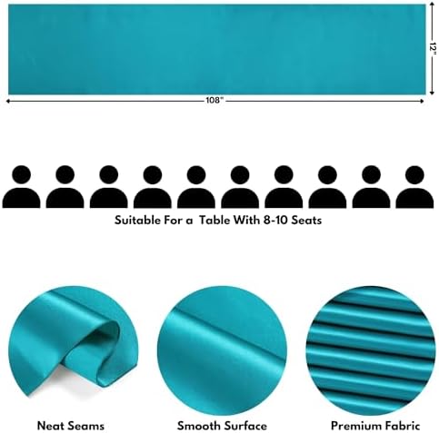 Teal Blue Satin Table Runner, 12x108 Inches, 12 Pack - Image 2