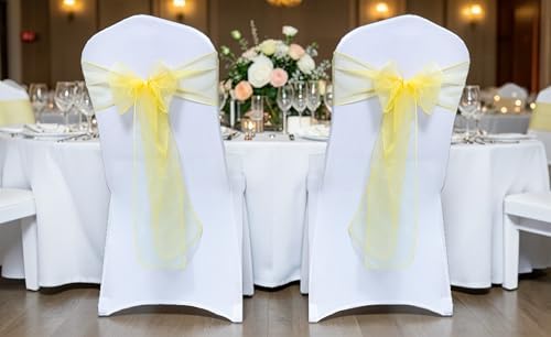 MDS Pack of 75 Organza Chair Sashes for Wedding & Event Décor – Yellow - Image 2
