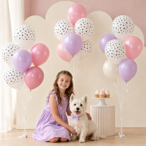Dog Paw Print Balloons, Cute Puppy Pet Theme Birthday Latex Balloons for Boys Girls, Black White Dog Party Decorations Supplies for Kids Children Dogs Lover Farm Animal Theme Baby Shower Party Decor - Image 3
