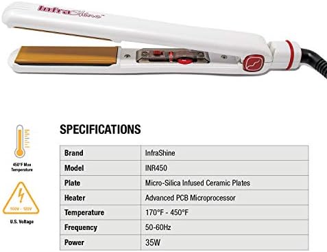 Redline Professional 1" Flat Iron, White Hair Straightener - Image 2