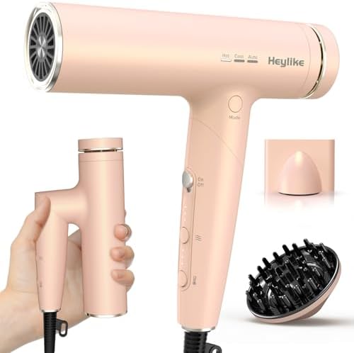 High-Speed Plasma Ion Hair Dryer, Foldable 1500W Professional Blow Dryer by heylike
