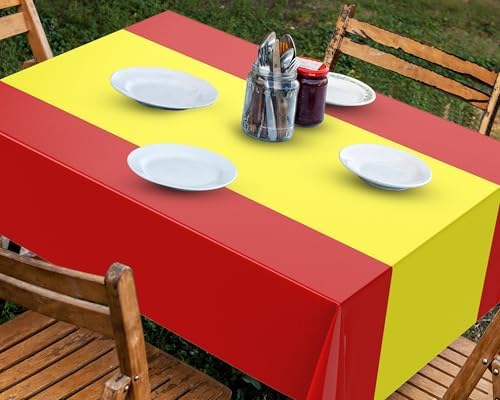 Oudain 6 Pcs Plastic Disposable Table Cloth 54" x 108", Red, Yellow - Image 4
