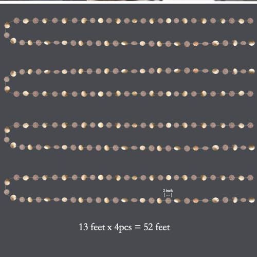 Decor365 Glitter Champagne Gold Party Decorations Gold Birthday Decorations Hanging Circle dot Gold Garlands Streamers Banner Backdrop Bridal Shower Bachelorette Graduation Holiday Party Decor - Image 2