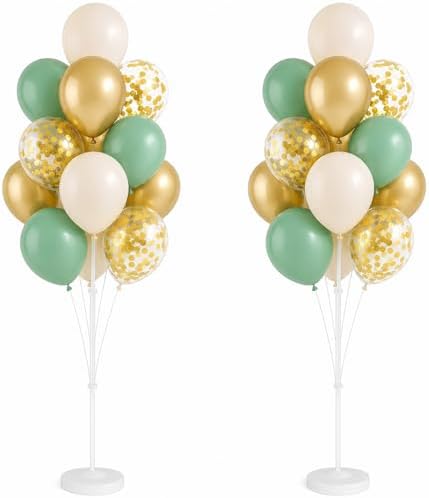 Sage Green Gold Balloon Column Stand Kit with Base Pole,for Party Decor by Tosuced