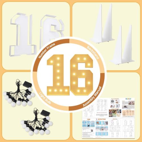 imprsv 16 Marquee Numbers, 4FT Light Up Numbers for 16th Birthday Decor - Image 5