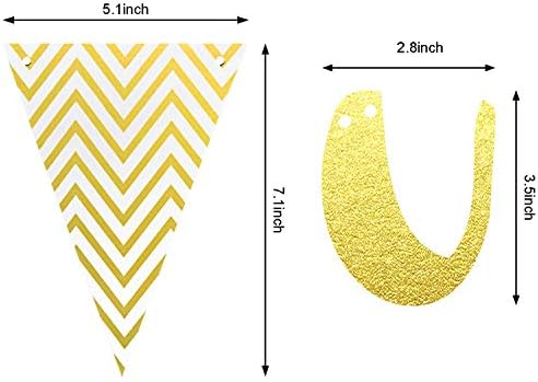 Outus Congratulations Banner with Triangle Flag 12 Swirls,Gold - Image 3