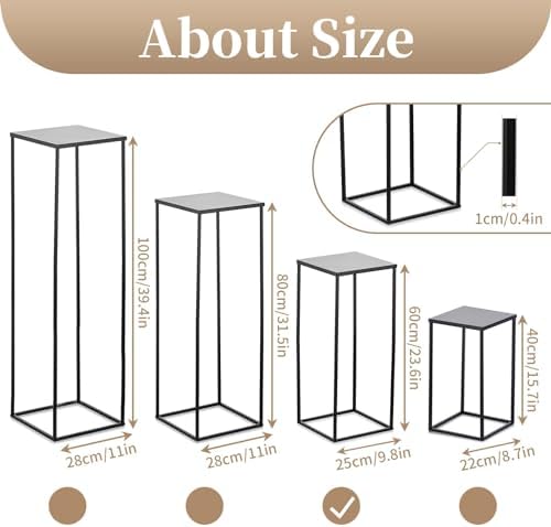 Sziqiqi Black Geometric Centerpiece Flower Stand with Plate, 10Pcs, 23.6in - Image 5