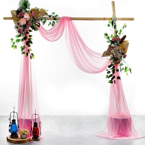 Pack of 2 Wedding Arch Drape Panel Fabric 30" x 75ft - Coral - Image 2