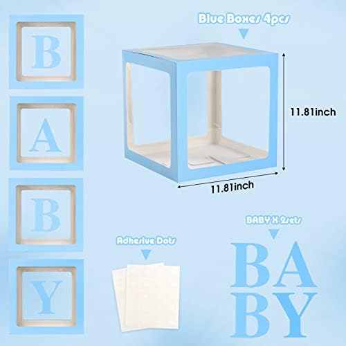 Voircoloria Baby Balloon Boxes with Letters, Blue, 4 Transparent Boxes - Image 2