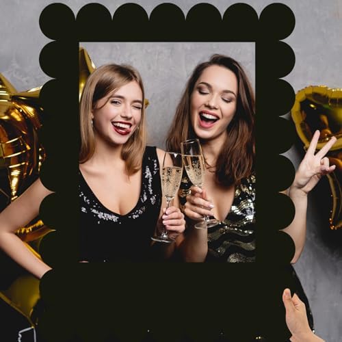 Beeveer 32 x 24 in Large Photo Booth Selfie Frame Props, Black Scalloped - Image 5