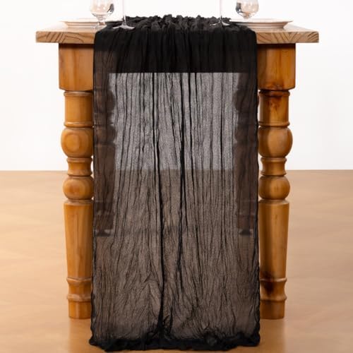 DeZerlor Black Cheesecloth Table Runner 1 Pack Halloween Runner - Image 4