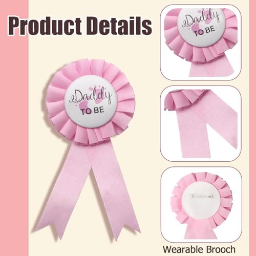 MILVOWOC Baby Shower Sash 2 Pack Mommy & Daddy to Be Set, Pink - Image 3