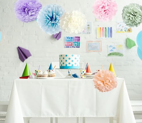 Pastel Rainbow Party Decorations in Colorful Tissue Paper Pom Poms Blush Pink Purple Peach Mint Light Blue Baby Bridal Shower Decorations (Macaron) - Image 2
