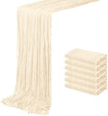 6 Pack Ivory Cheesecloth Table Runner 20 x 120 inch Gauze Table Runners 10 FT Long,Semi Sheer Cheese Cloth Fabric Table Runner Bulk for Wedding,Party,Baby Shower,Bridal Shower Decoration by ACSUIT