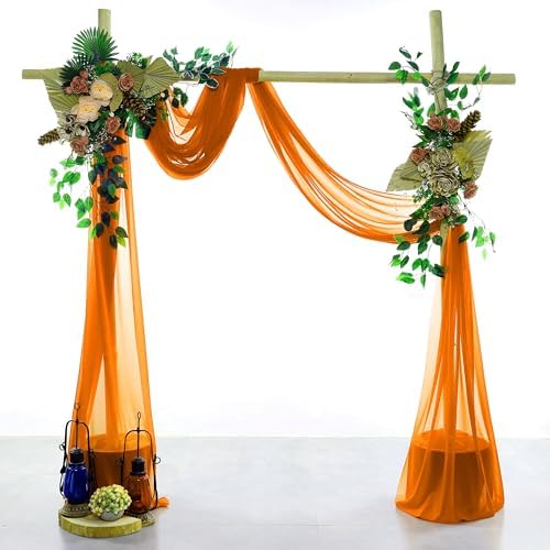 Pack of 2 Wedding Arch Drape Panel Fabric 30" x 20ft - Orange - Image 2