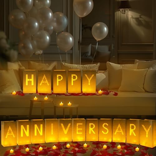 Homemory Anniversary Light Up Luminary Bags Letters with 24 Tea Lights - Image 7