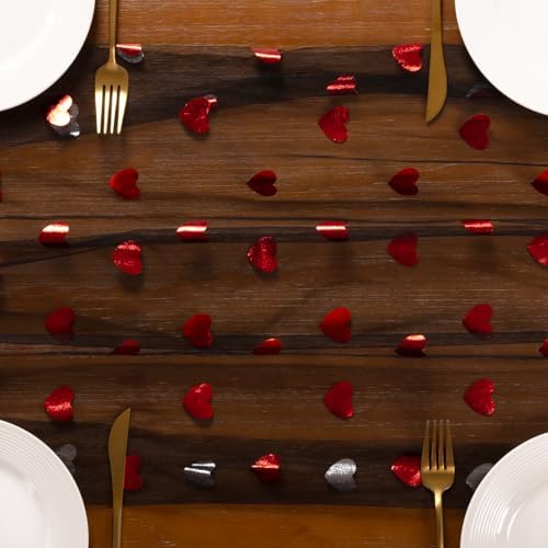 Gold Gauze Table Runner Red Heart Sheer Romantic Wedding Party Table Decor - Image 5