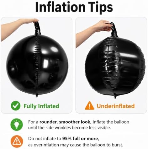 Togvu Black Silver Round Foil Balloons 16PCS Different Size 4D Ball Balloon - Image 3