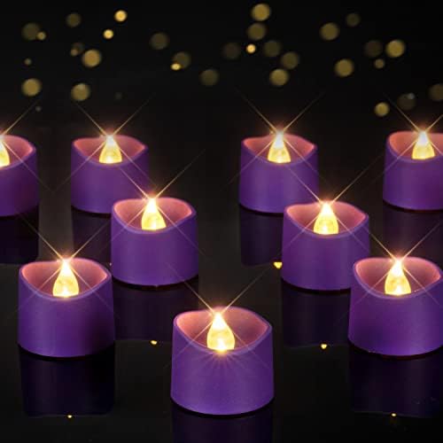 Homemory 12-Pack Purple Flameless Battery Tea Light Candles, 200+ Hours by Homemory