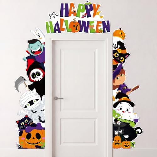 Peryiter 3 Pcs Halloween Door Decorations Cartoon Halloween Porch Signs by Peryiter