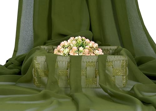 20 Yard Chiffon Fabrics, 44" Wide, Lightweight, Sheer – Olive Green - Image 2